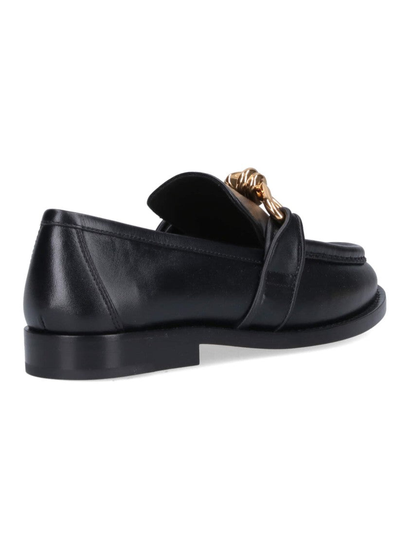 Bottega Veneta Slip-On Loafers With Hammered Leather And Gold Knot Charm
