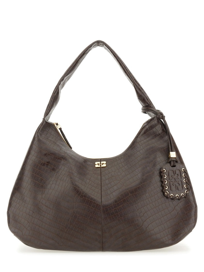 Ganni "Croco Xxl" Hobo Bag