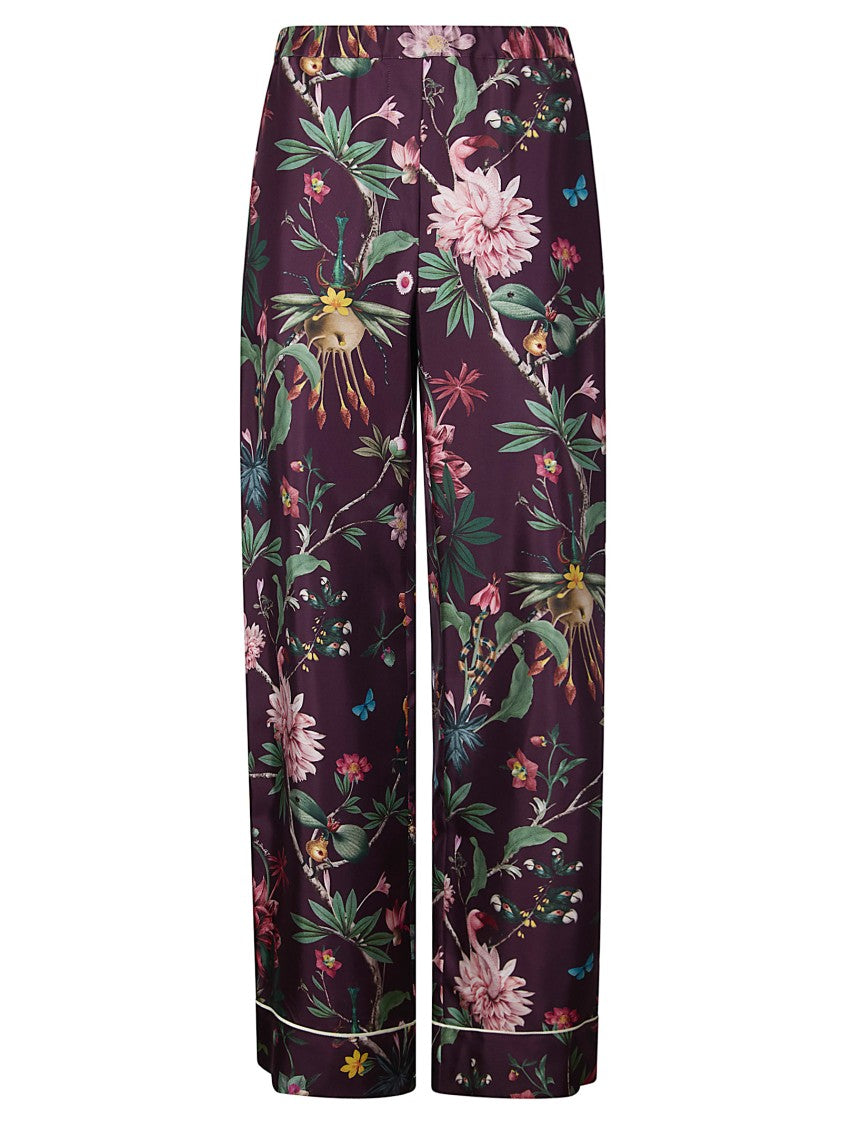 La Double J Silk Pajama-Inspired Pants With Faux Closure