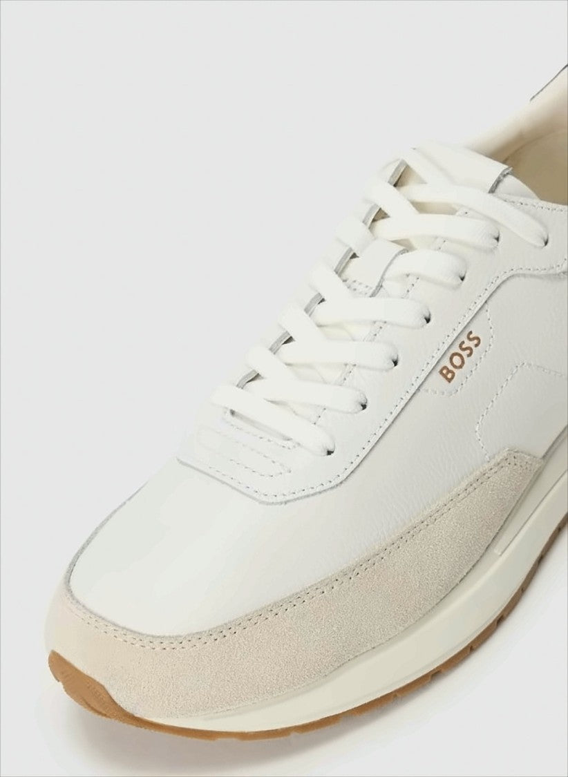 Boss Low-Top Sneakers In Suede And Textured Leather