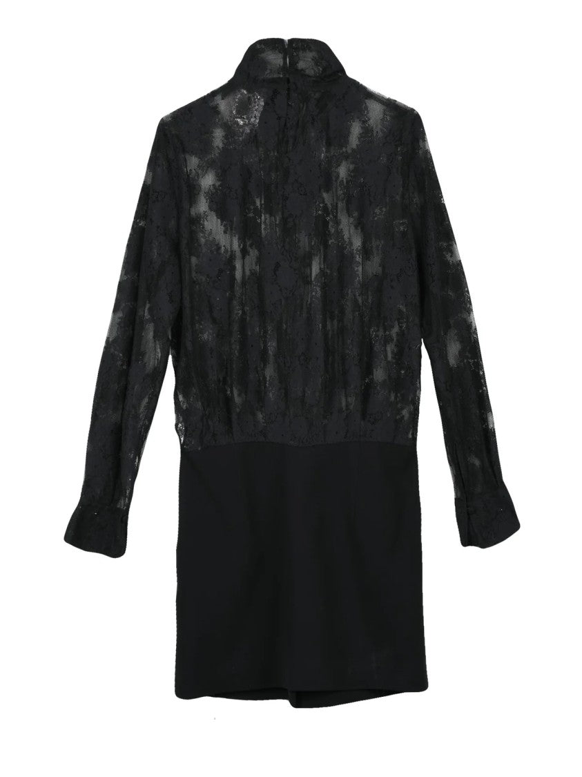 Semi Couture Mini Dress With Refined Lace Detail And Fitted Silhouette