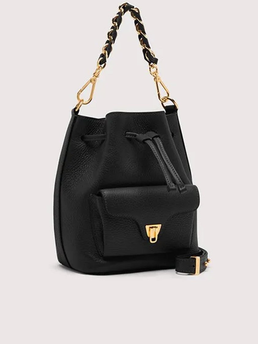 Coccinelle Beat Generation Small Leather Clasp Bucket Bag