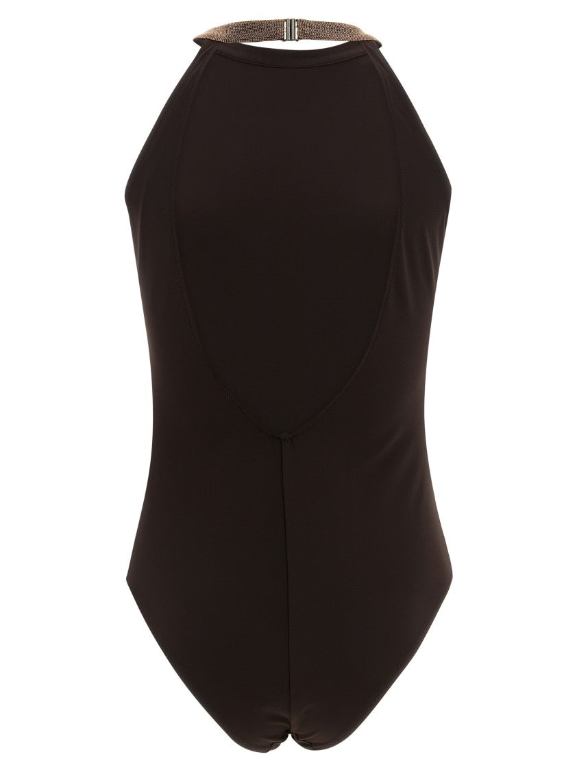 Brunello Cucinelli One-Piece Swimsuit With Precious Collar Detail