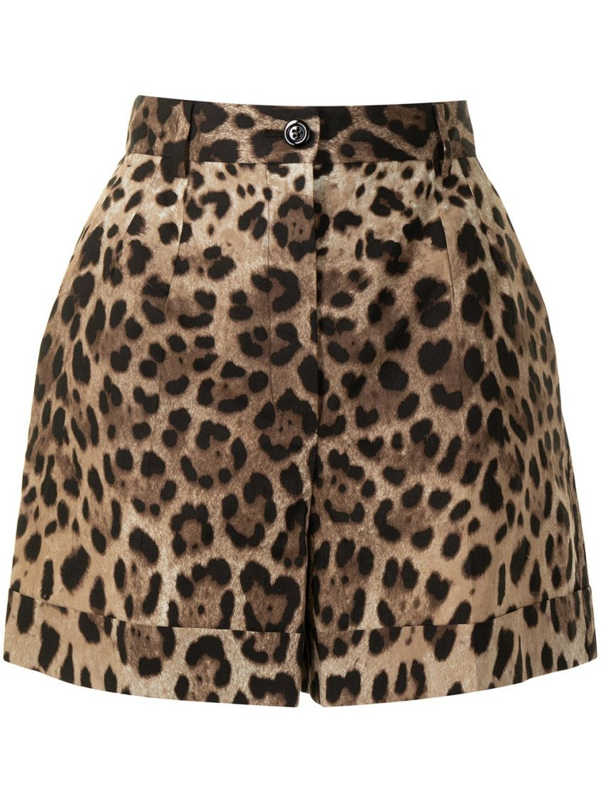 Dolce & Gabbana Tailored Multicolour Bermuda Shorts With Leopard Pattern