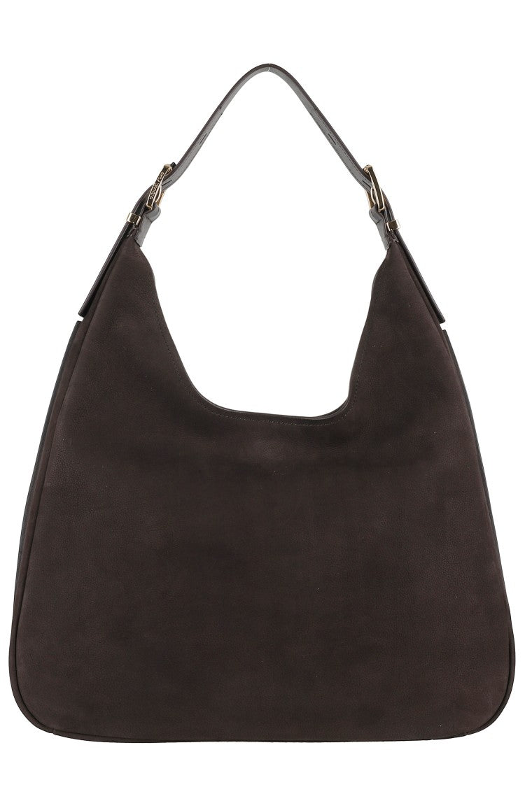 Michael Michael Kors Chocolate Brown Leather Hobo Bag With Magnetic Closure
