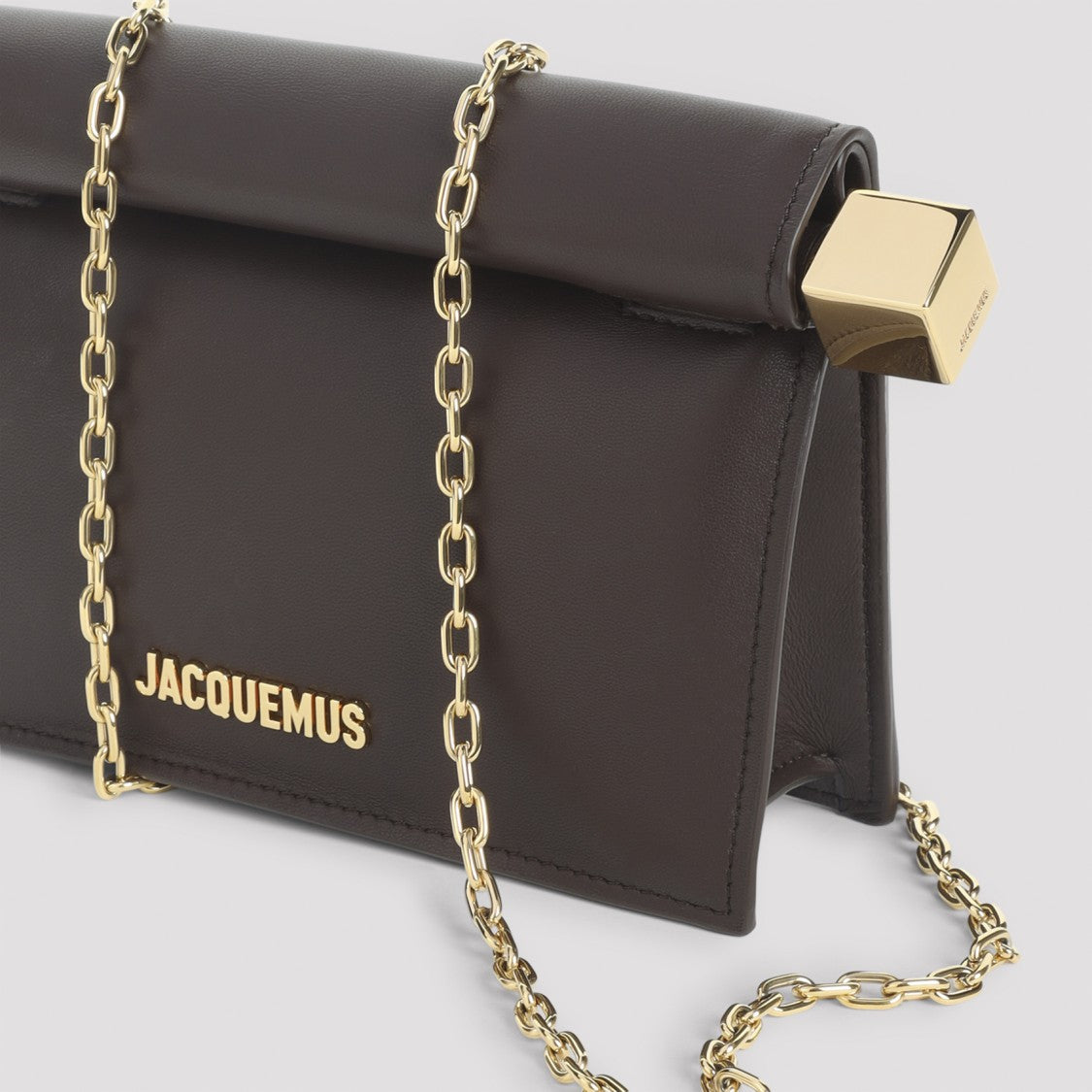 Jacquemus Folded Design Dark Brown Leather Shoulder Bag