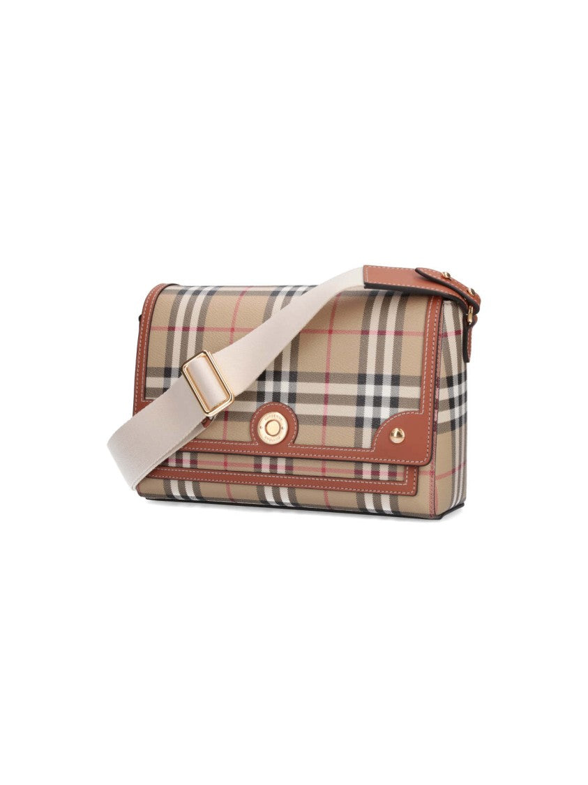 Burberry "Note" Check Crossbody Bag – Beige