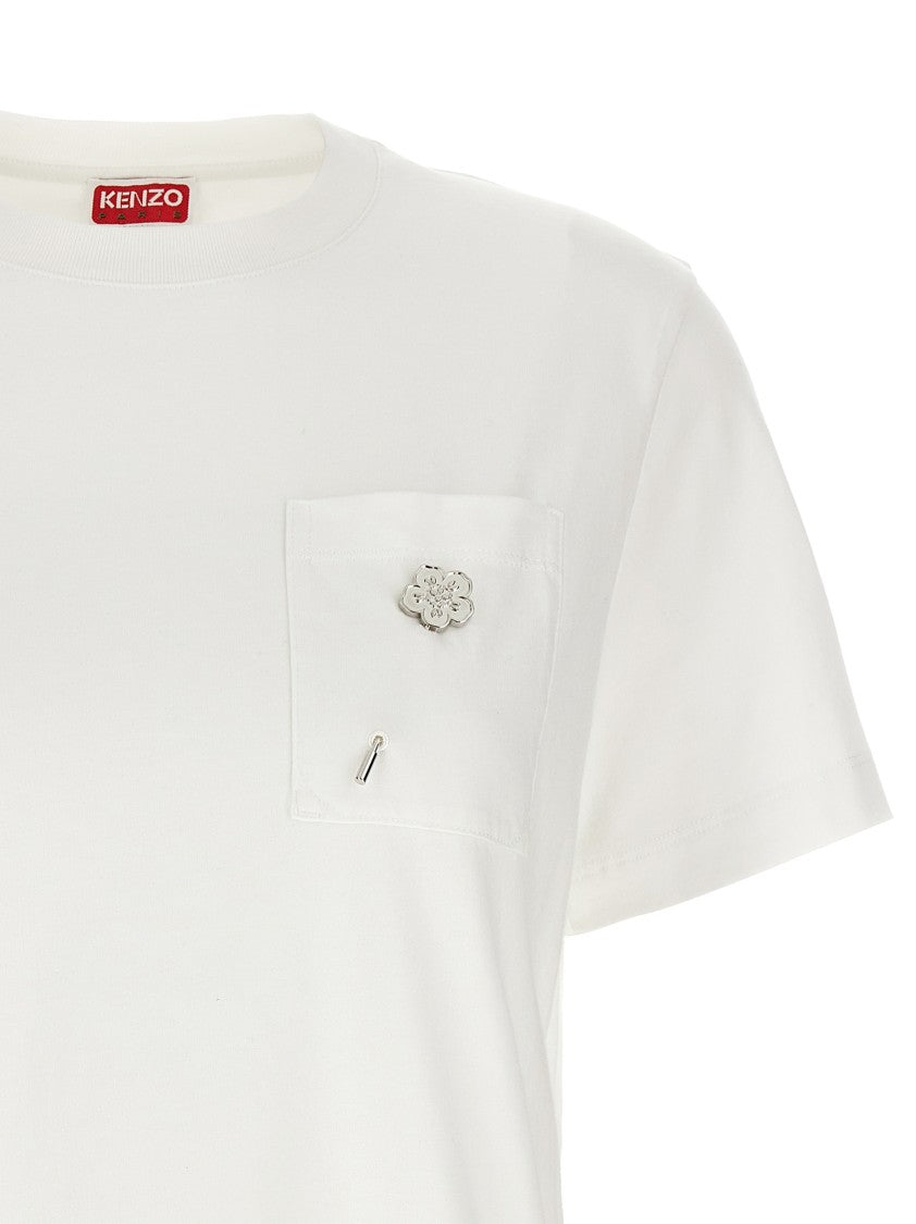 Kenzo Cotton T-Shirt With Removable Brooch