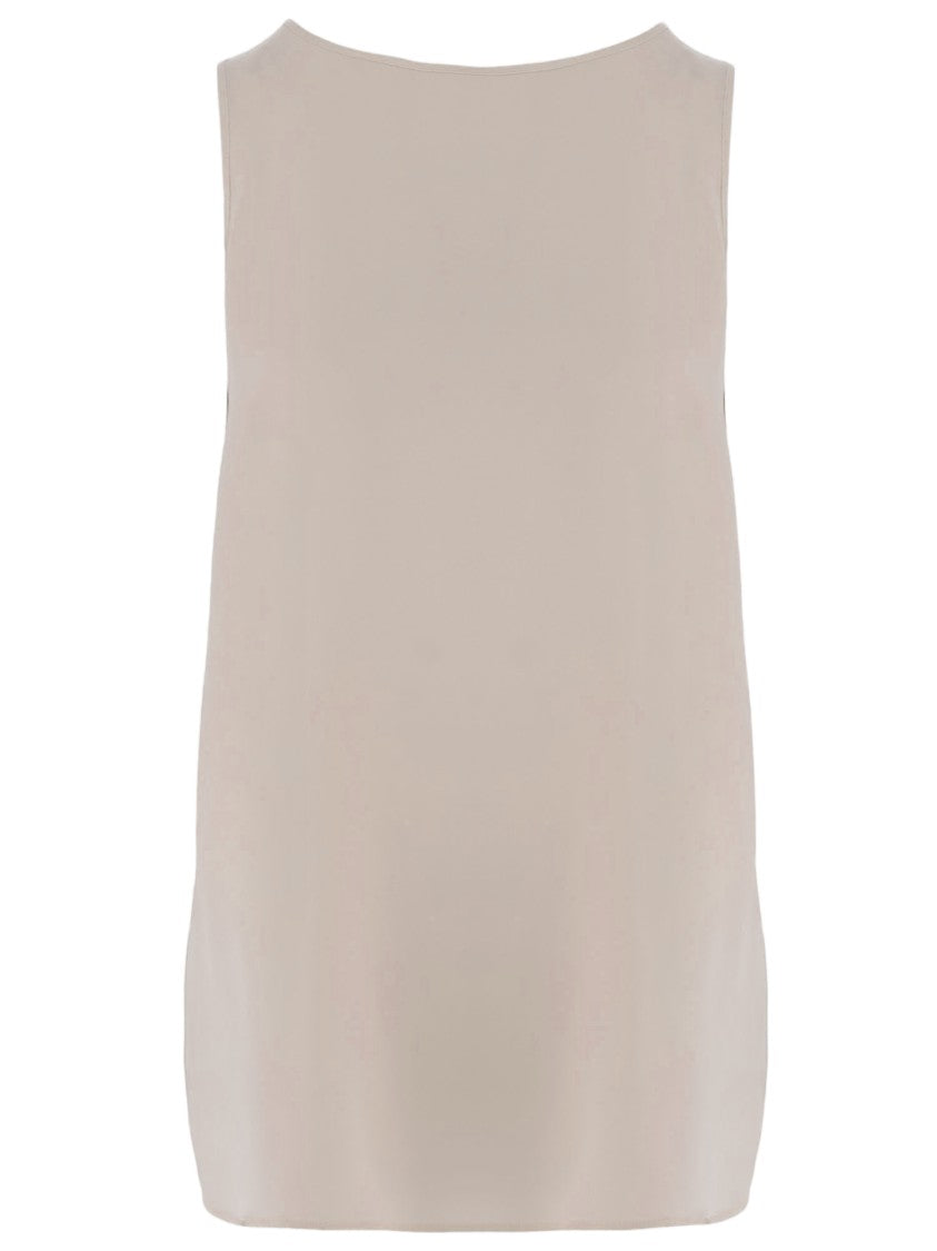 Allude Stretch Silk Sleeveless Top With Round Neckline
