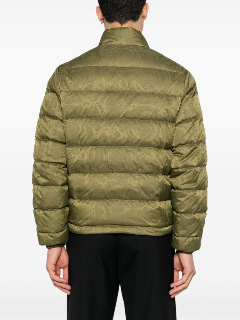 Versace Olive Green Textured Finish Padded Jacket