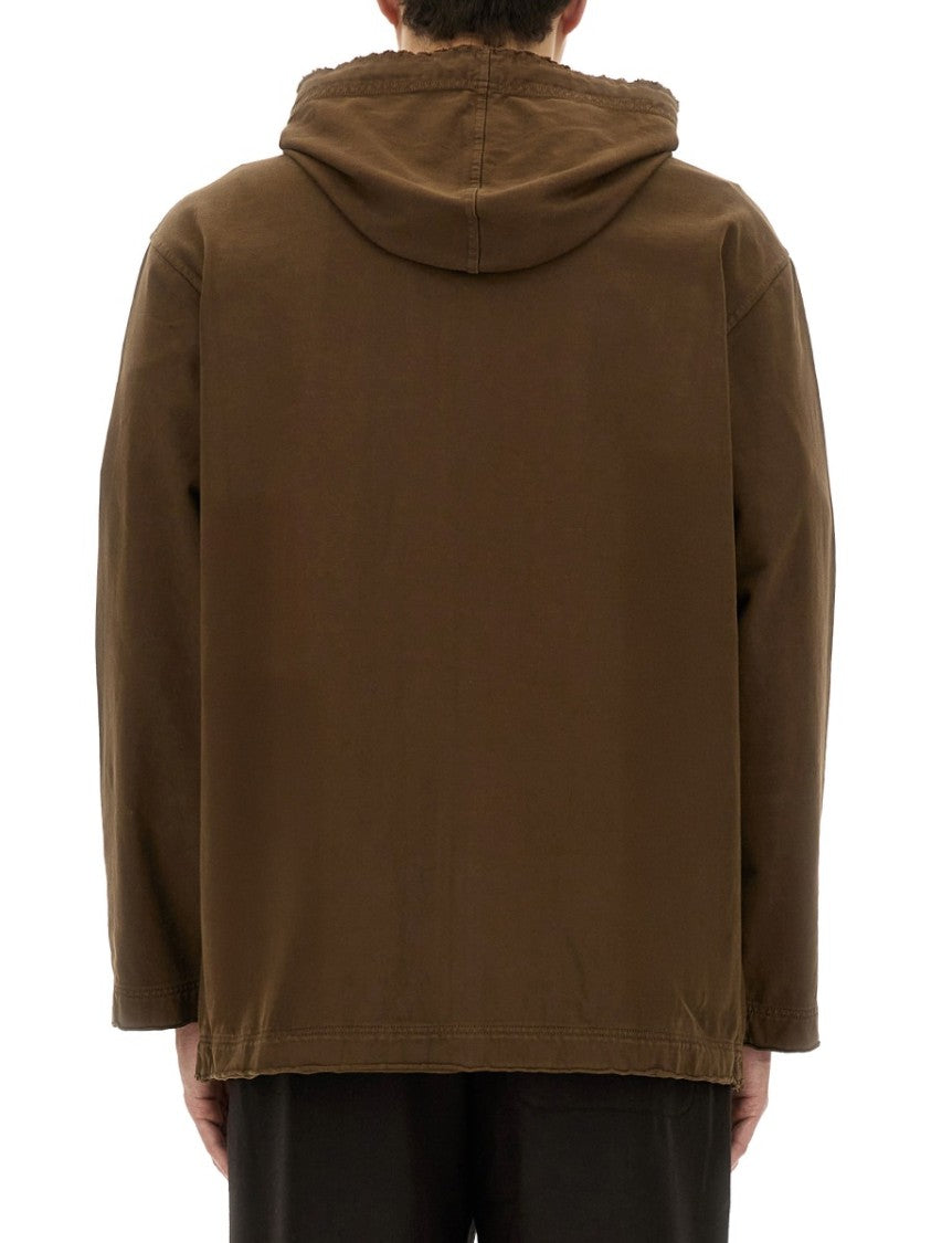 Uma Wang Brown Oversized Zipper Hoodie