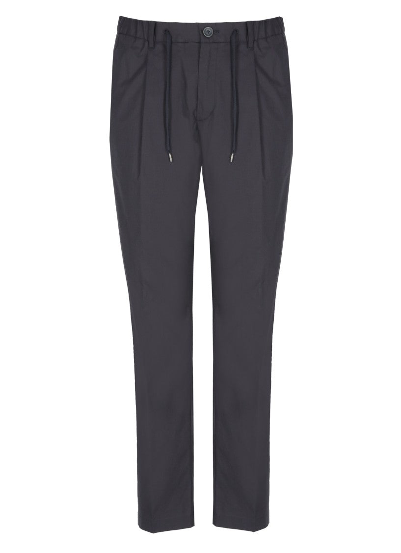 Herno Blue Cotton Straight-Leg Pants