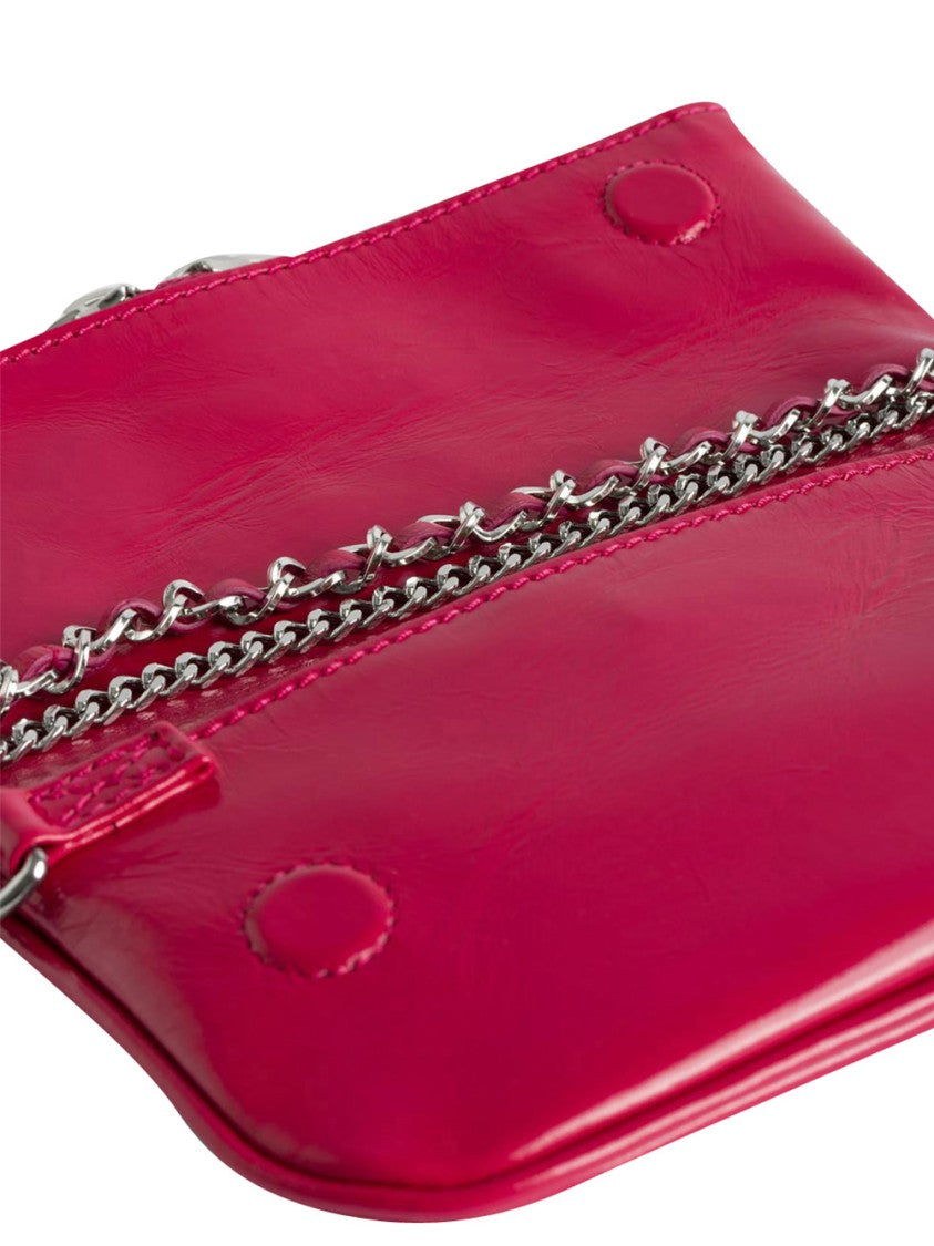 Zadig & Voltaire Rectangular Glossy Clutch Bag With Silver-Tone Chain Strap