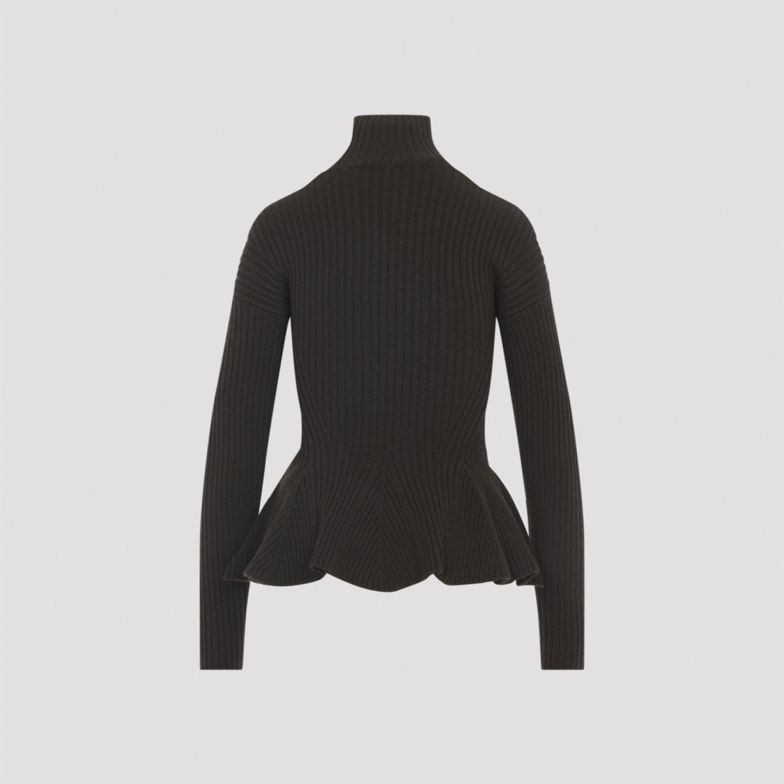 Max Mara Ribbed Wool-Cashmere Blend Sweater With Peplum Hem