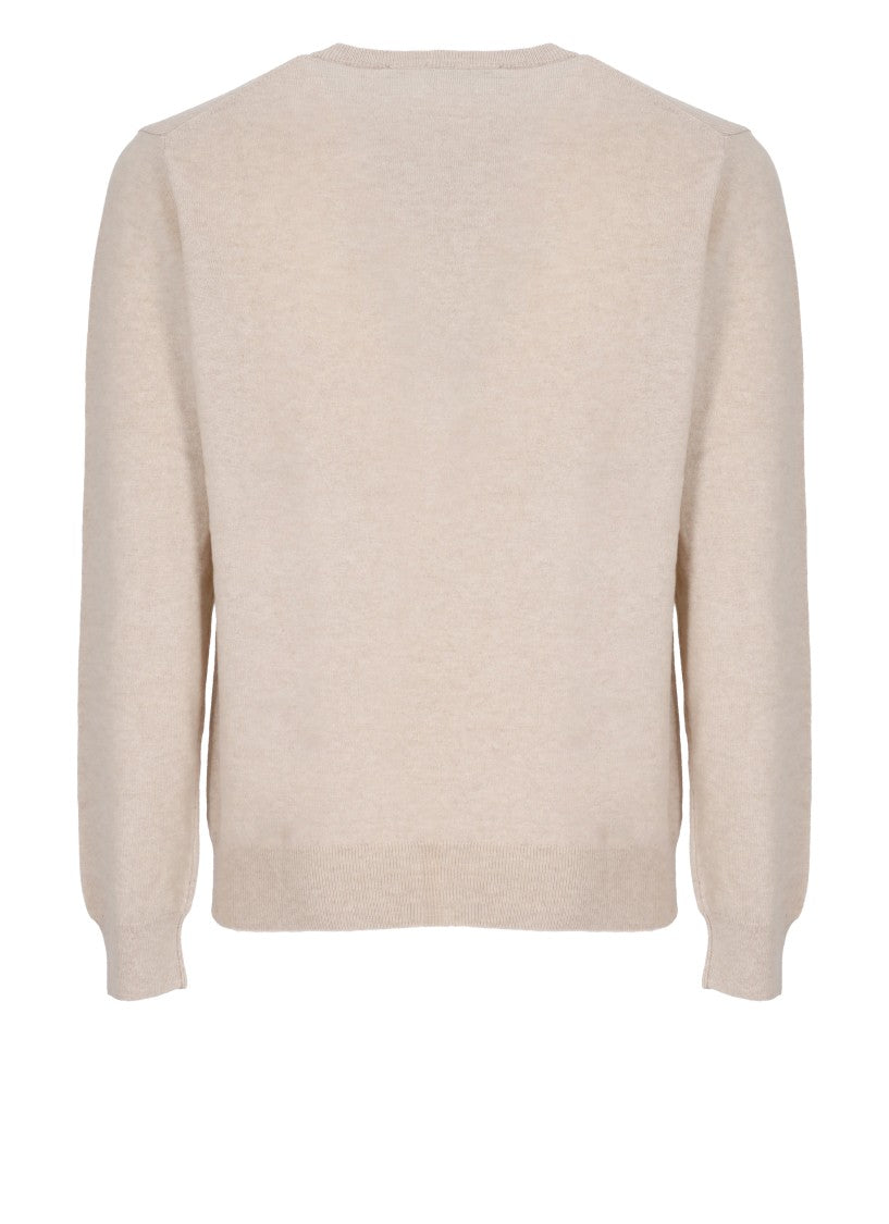 Della Ciana Beige Wool-Blend Crew Neck Sweater