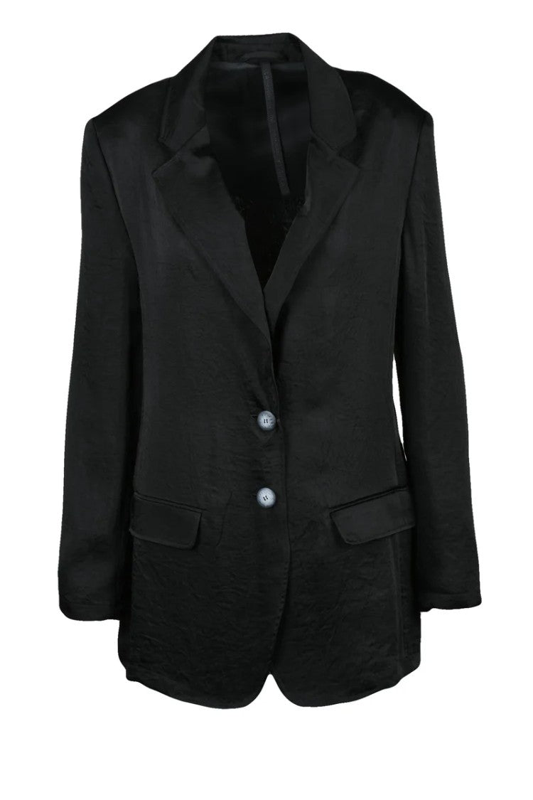 Marella Monochrome Seltz Blazer Jacket Satin - Black