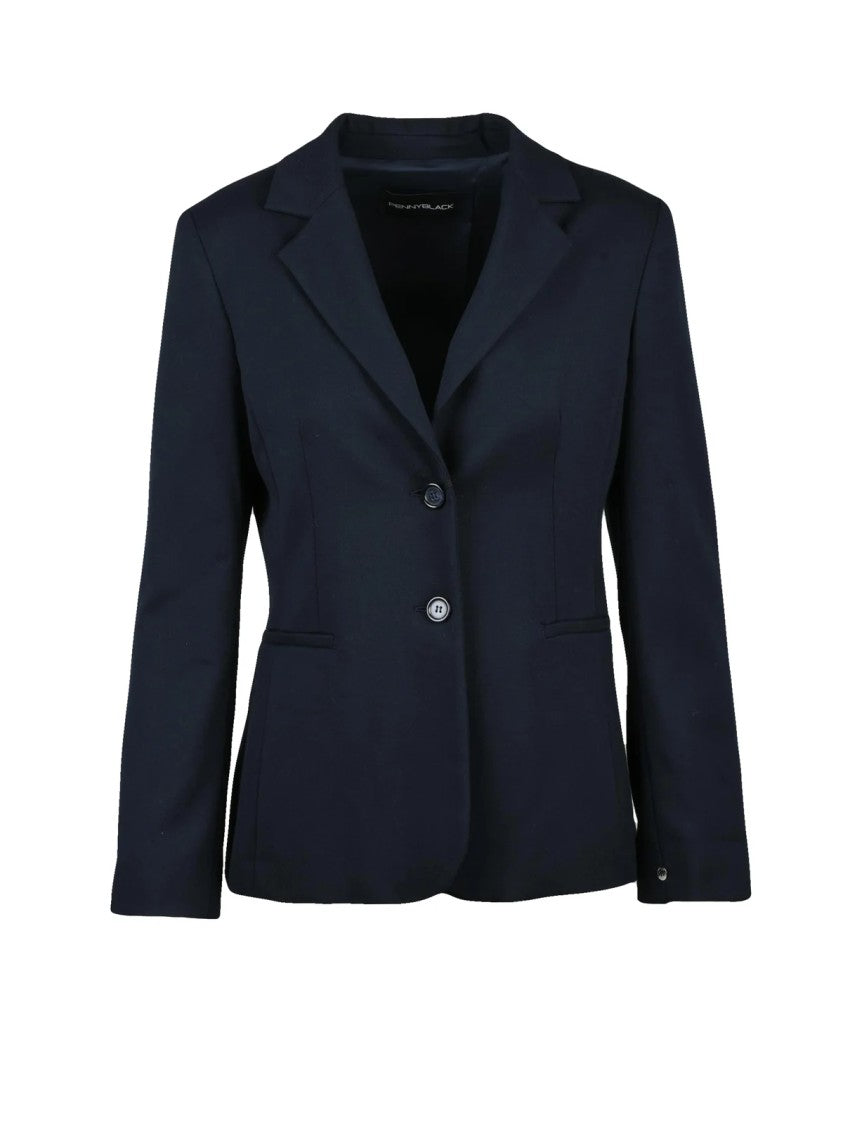 Pennyblack Night Blue Polyester-Blend Structured Blazer
