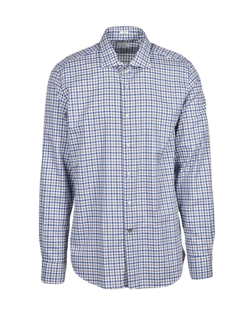 Himon's Light Blue Checkered Cotton Shirt