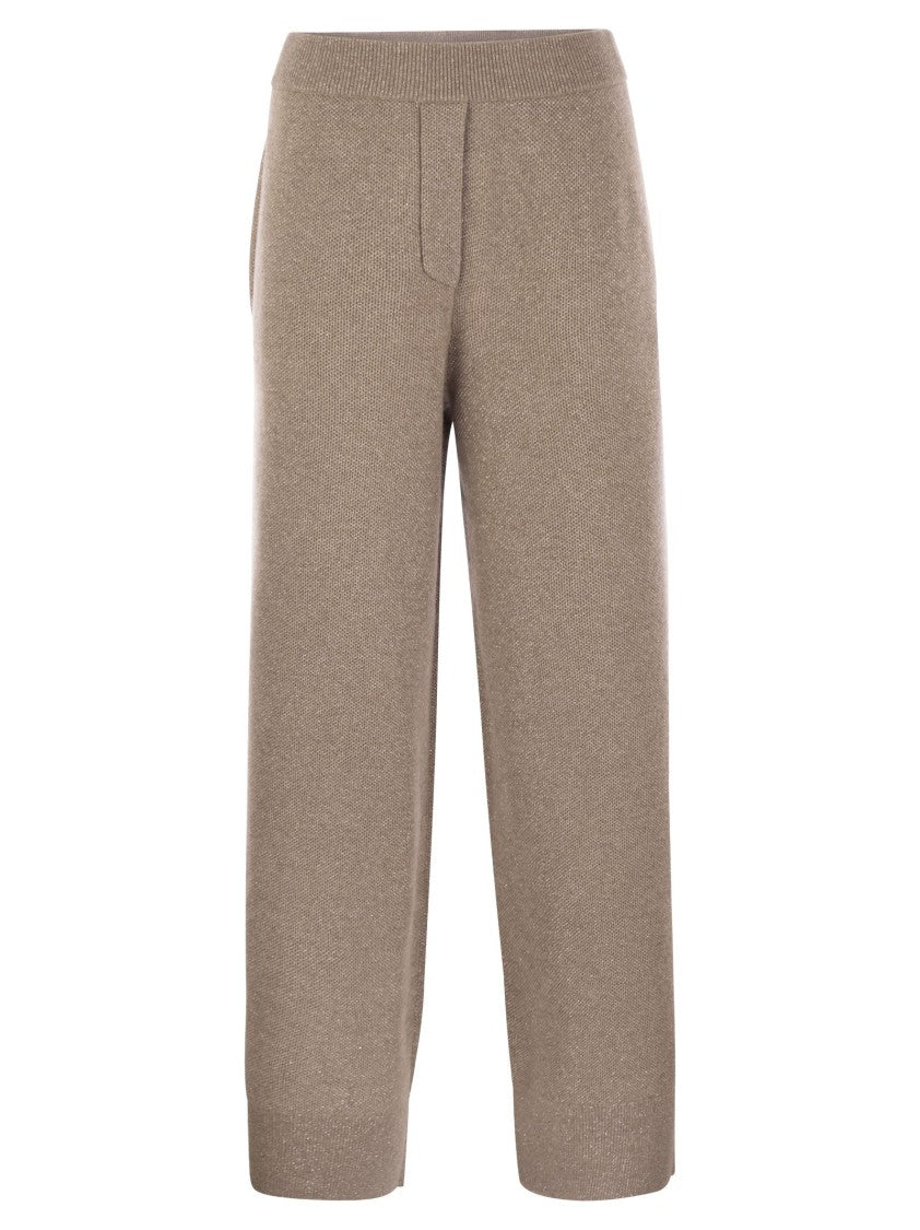 Brunello Cucinelli English Rib Cashmere And Viscose Knit Trousers