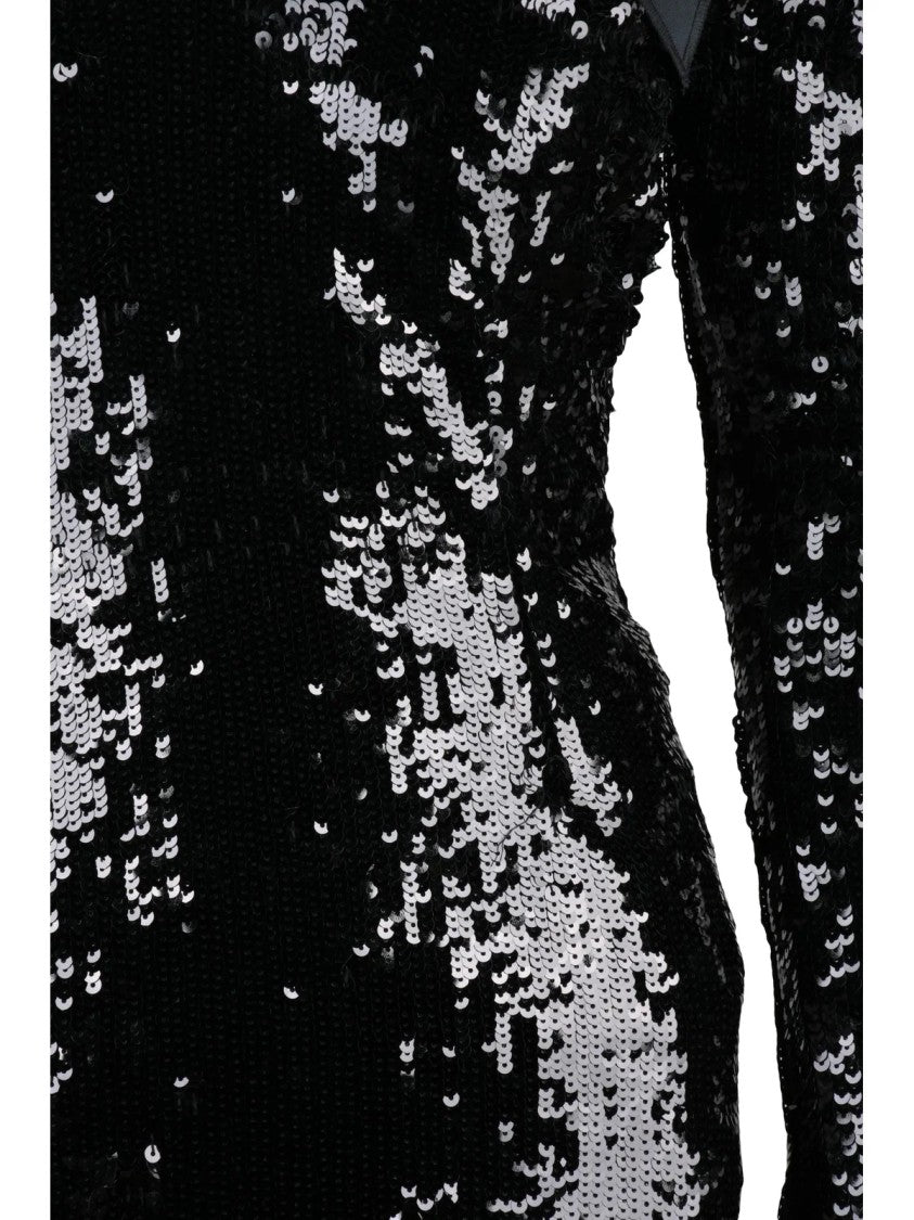 Elisabetta Franchi Black Polyamide Women Long Sequin Dress