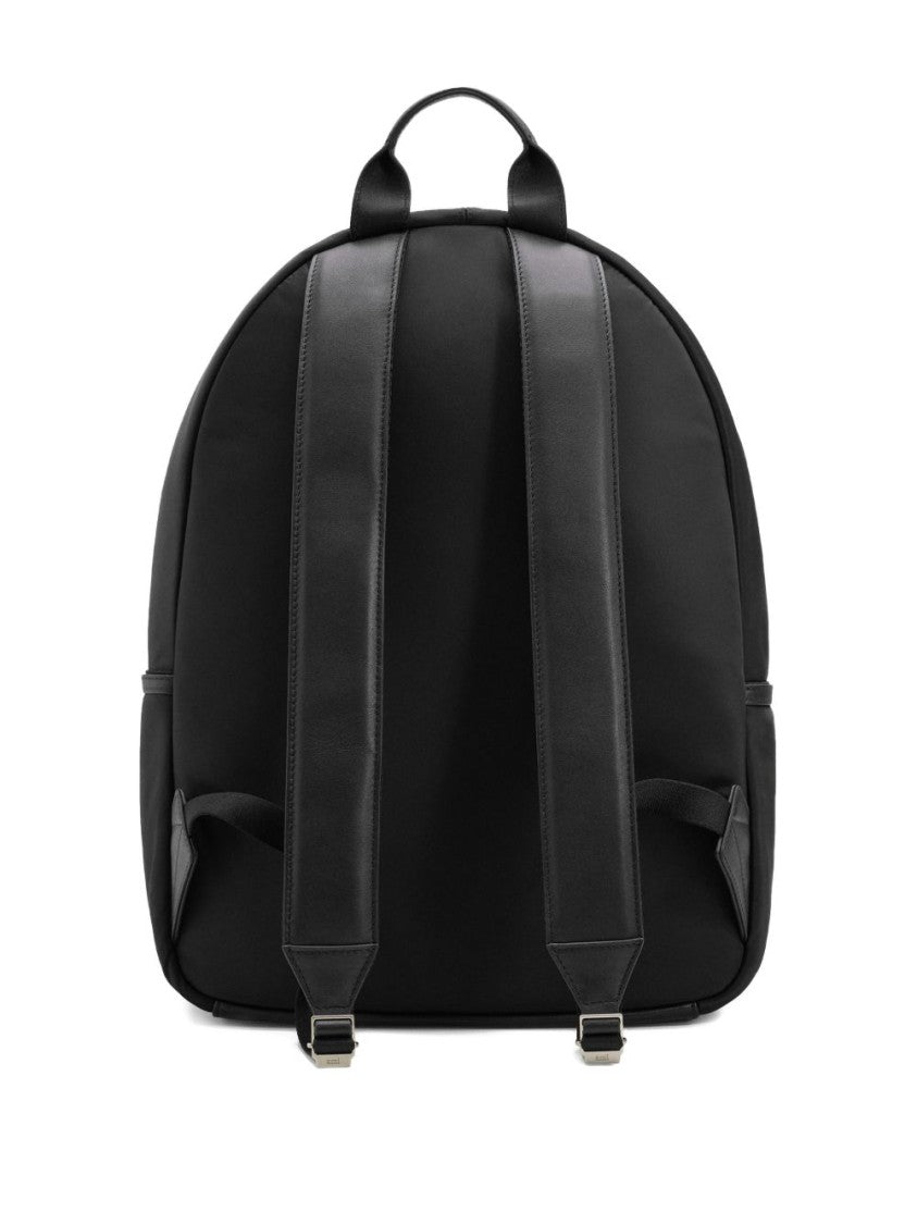 Ami Paris Smooth Silk And Nylon Rounded Backpack