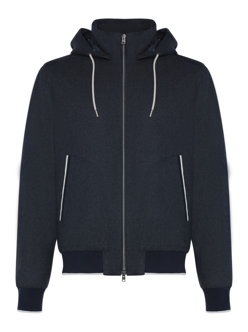 Herno Cashmere And Silk Blend Hooded Herno Jacket