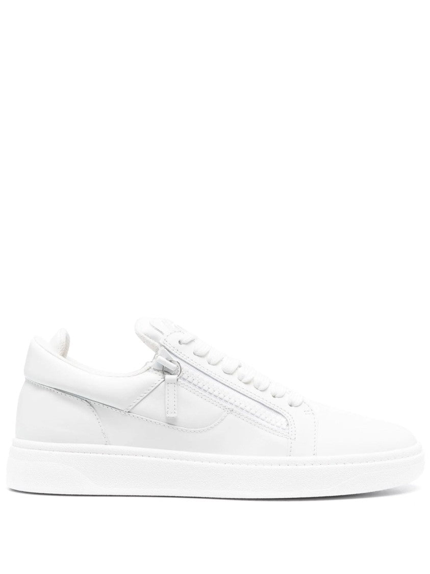 Giuseppe Zanotti White Gz 94 Side Zipper Low-Top Leather Sneakers