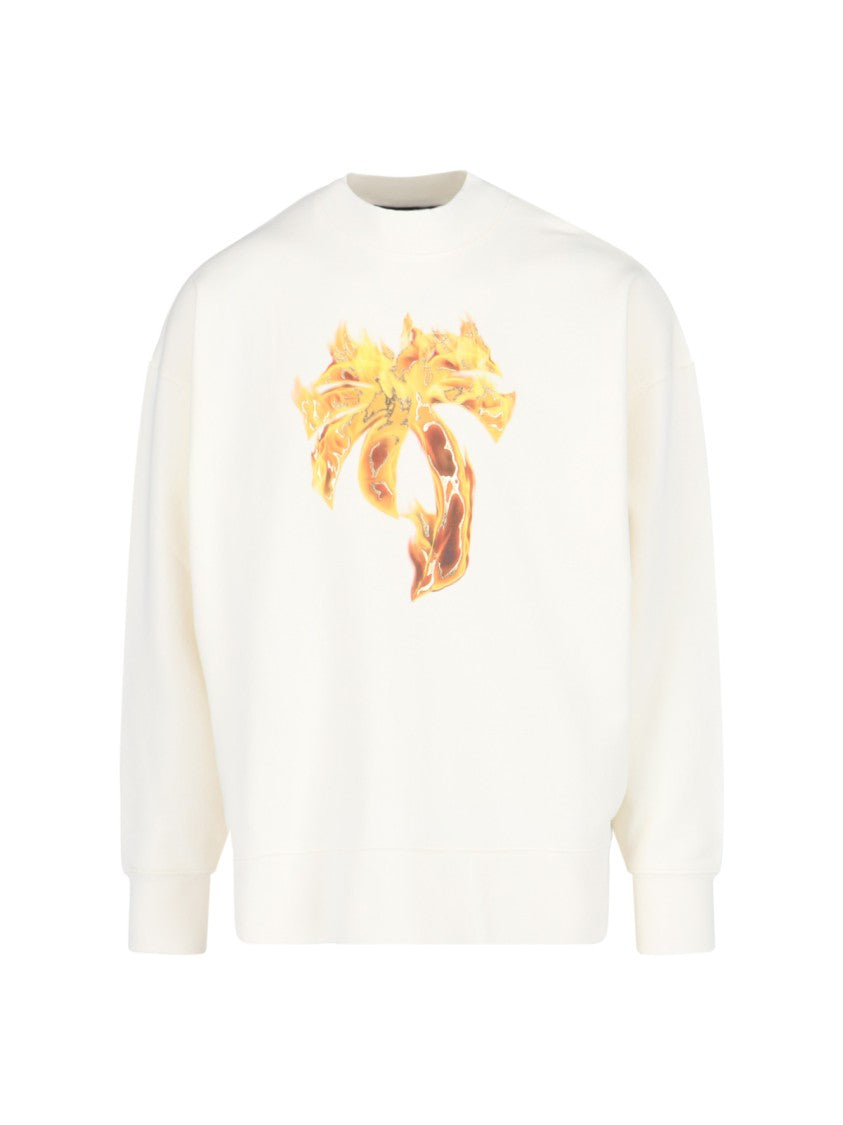 Palm Angels Burning Palm Printed Sweatshirt – Off-White