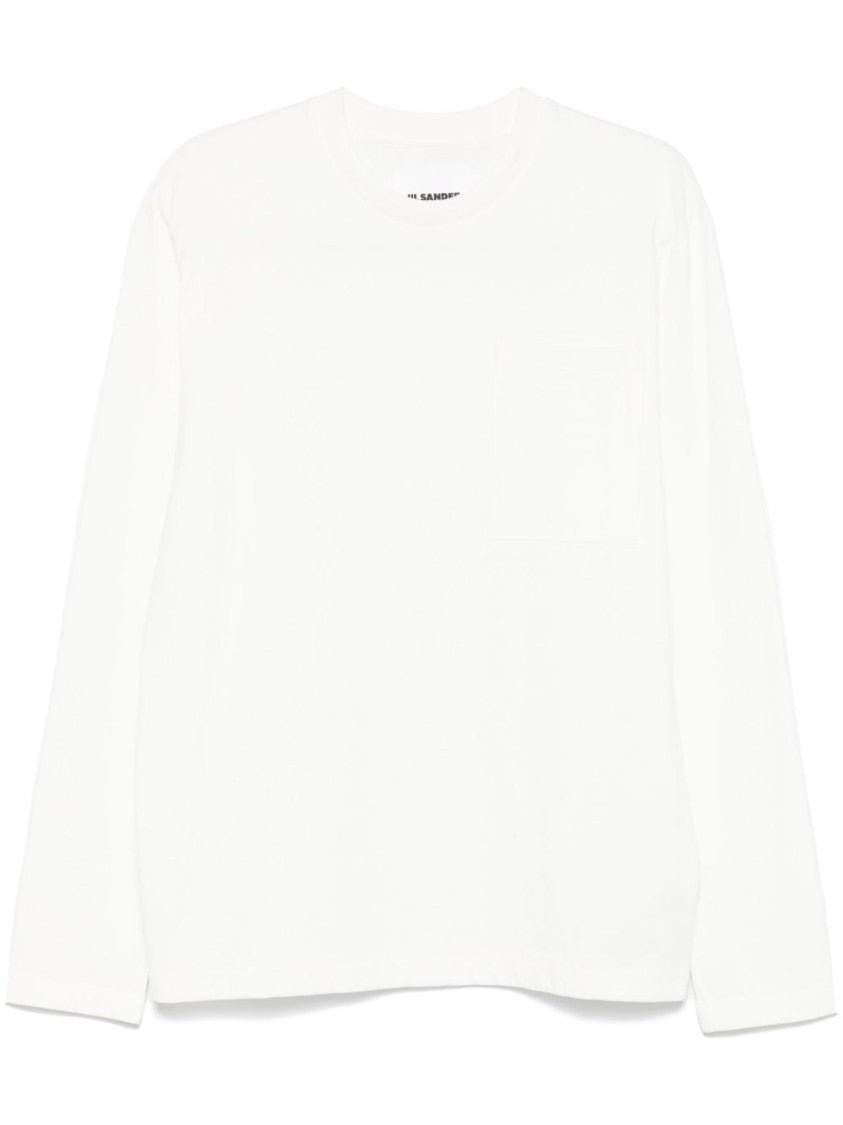 Jil Sander Long-Sleeved Cotton Jersey T-Shirt With Logo Detail