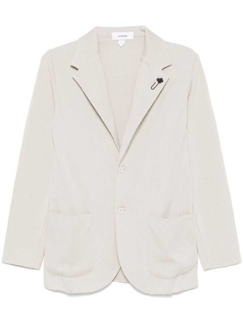Lardini Light Beige Cotton Jacket With Notched Lapels
