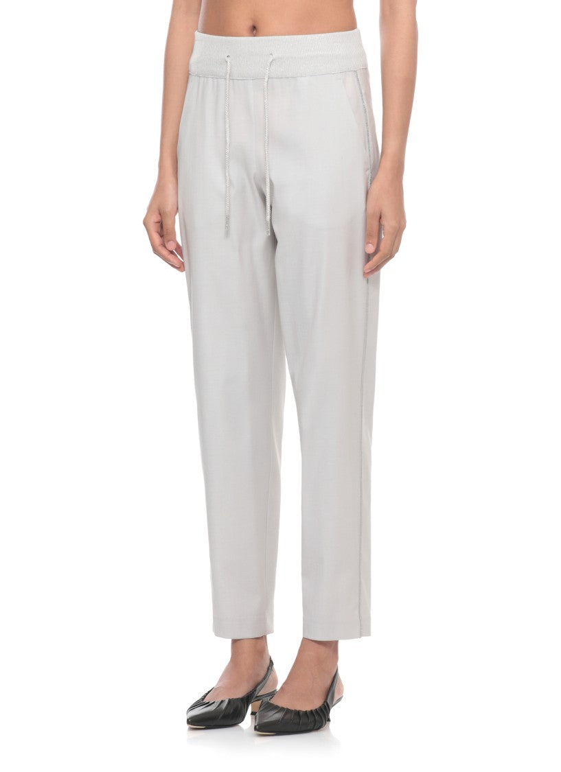 Panicale Grey Light Point Wool-Blend Formal Pants