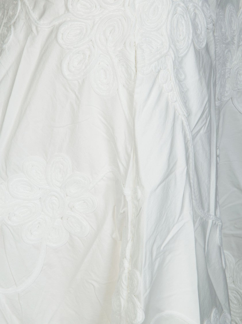 Rotate White Flower Floral Embroidered Maxi Skirt
