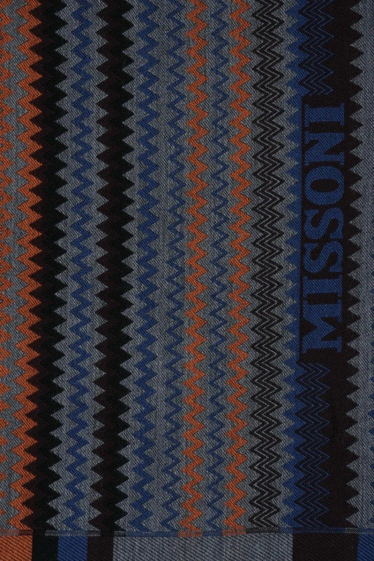 Missoni Grey Blue Wool Scarf