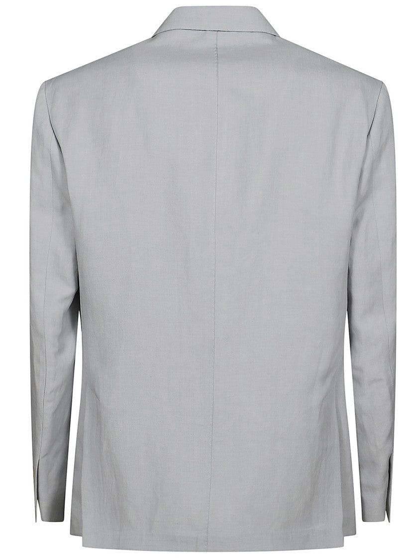 Eleventy Double-Breasted Light Blue Tailored Jacket With Refined Peak Lapel