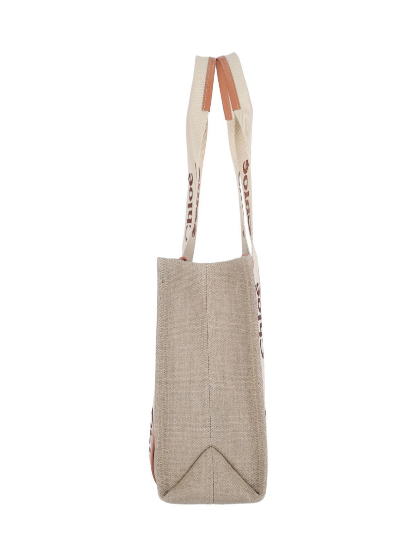 Chloé Beige Structured Tote Bag With Branded Straps