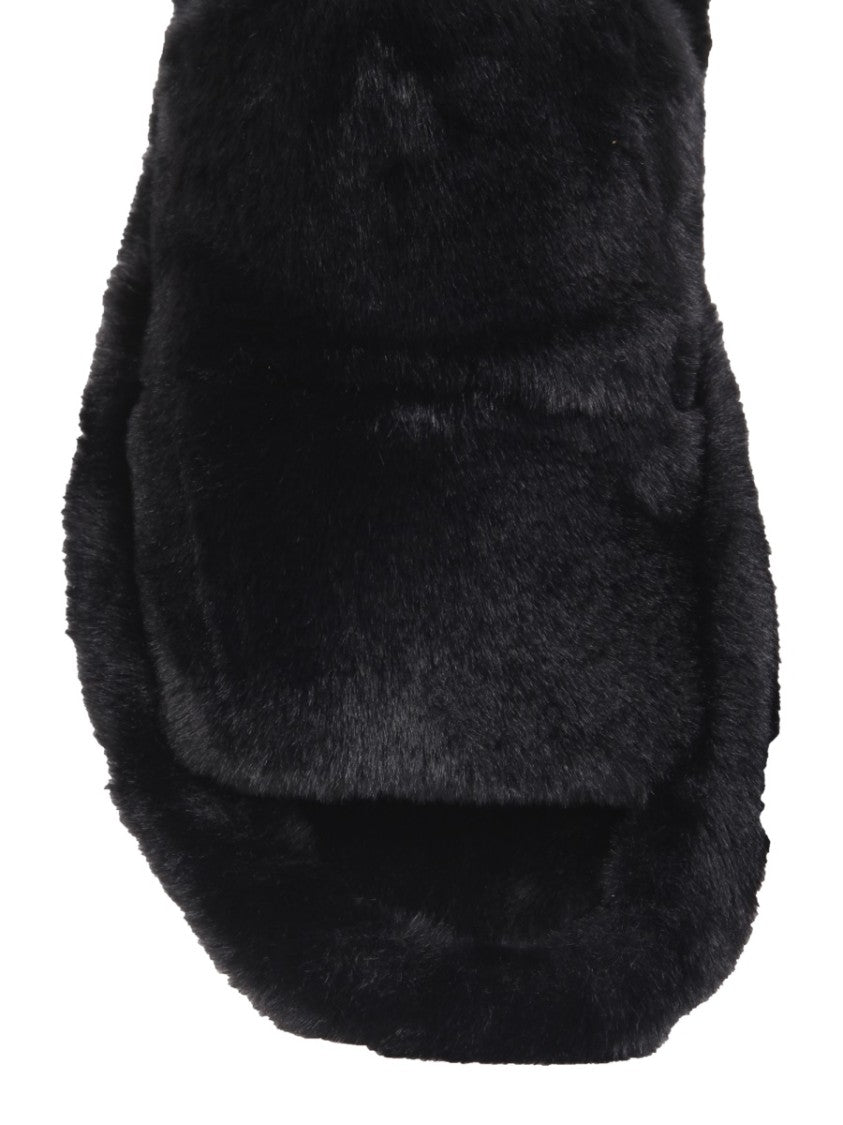 Dolce & Gabbana Faux Fur Footbed Slip-On Sandals