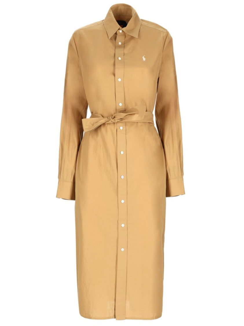 Polo Ralph Lauren Cotton Linen Shirt Midi Dress