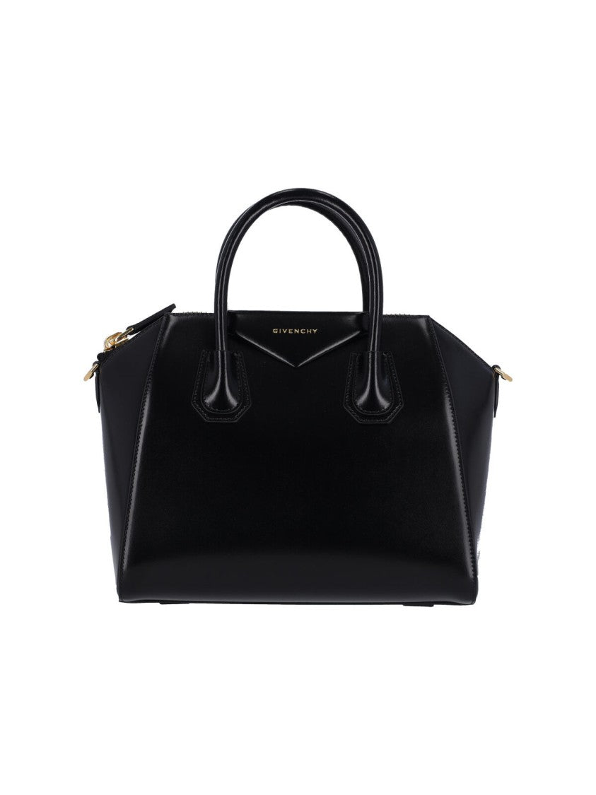 Givenchy Structured Black Leather Antigona Handbag With Adjustable Strap