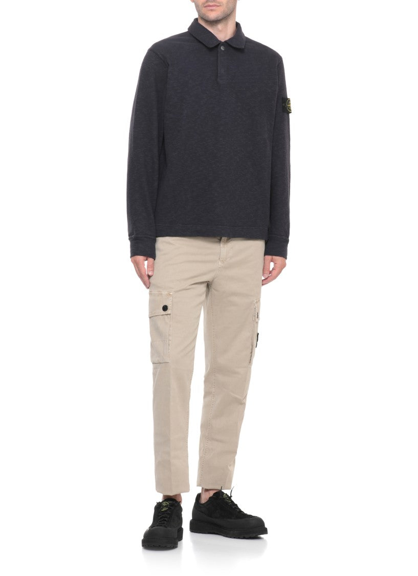 Stone Island Polo Collar Cotton Sweatshirt