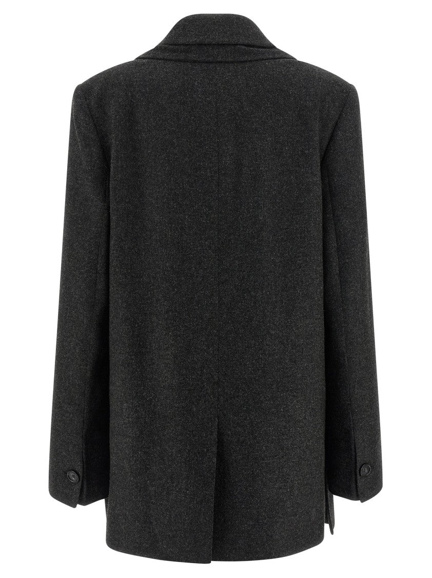 Totême Lightweight Mélange Flannel Blazer With Integrated Scarf