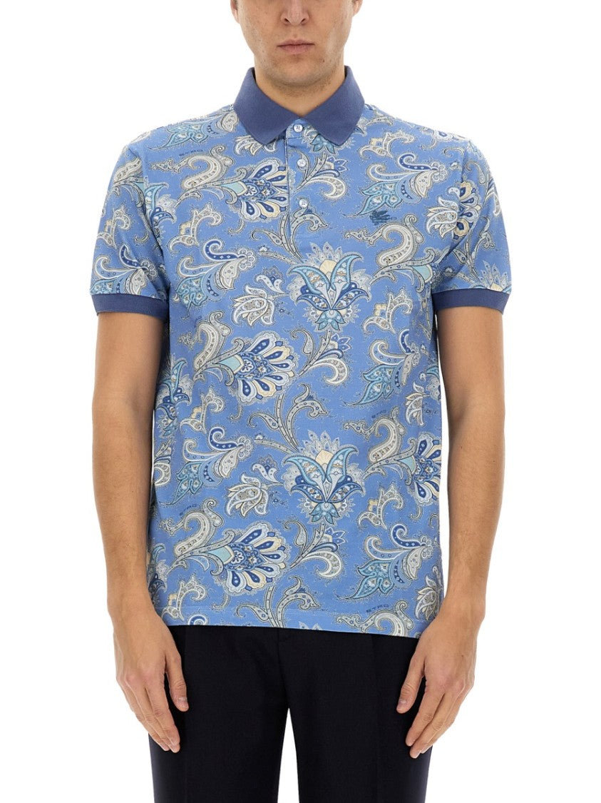 Etro Paisley Print Cotton Polo Shirt