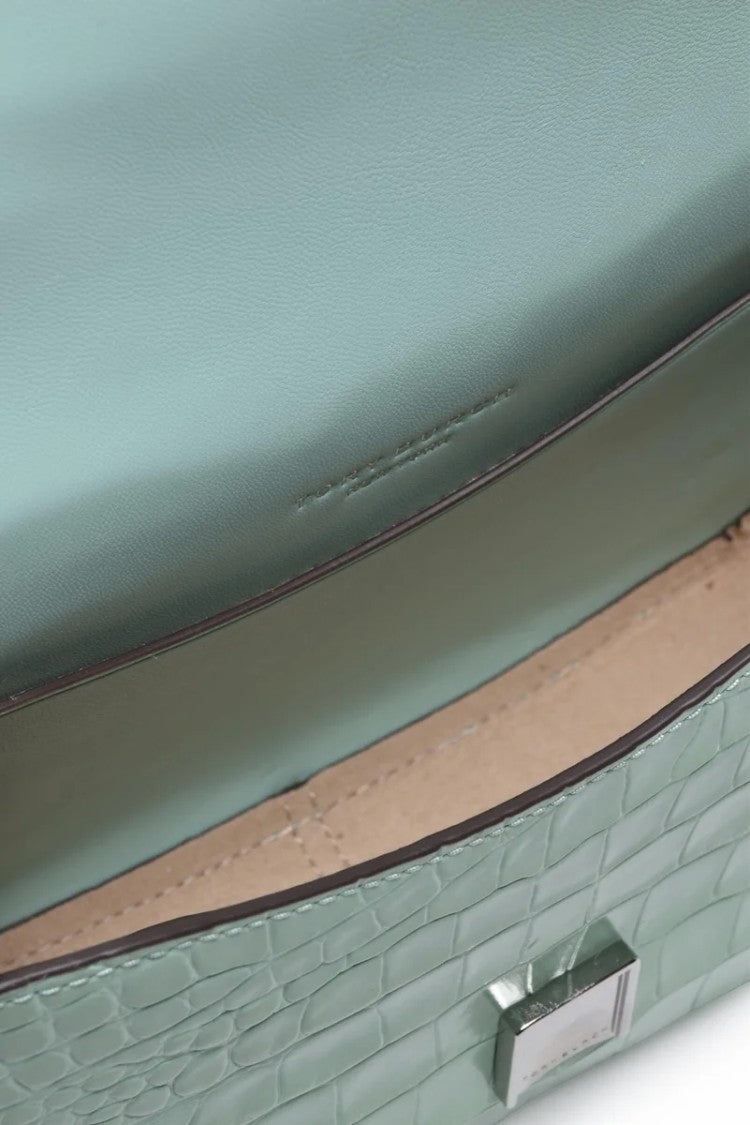 Tory Burch Thea Embossed Flat Flap Shoulder Bag - Green