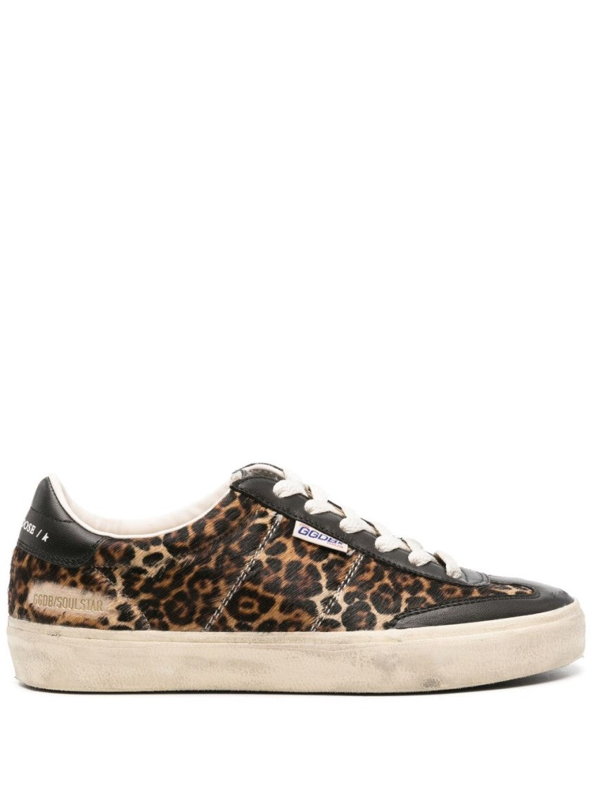 Golden Goose Leopard Print Leather Accents Sneakers