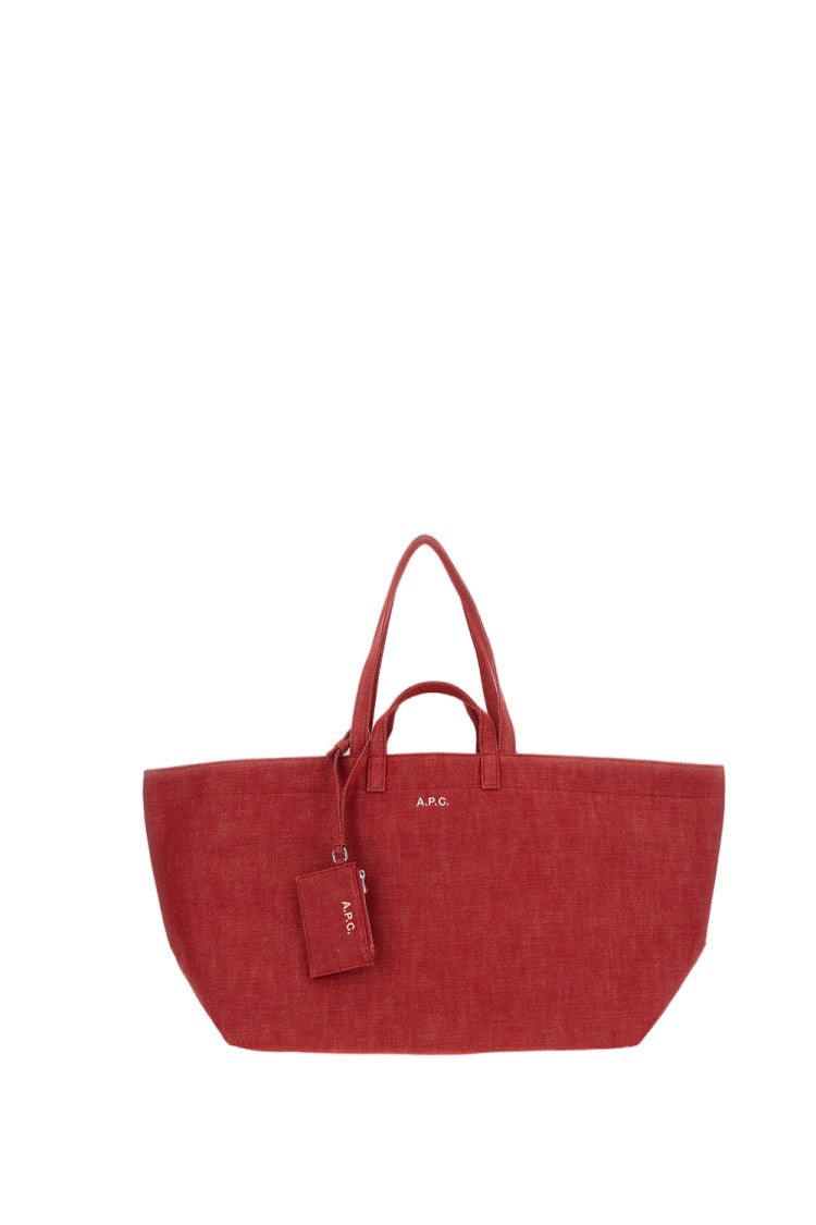 A.P.C. Red Le Drummer Toile Large Tote Bag