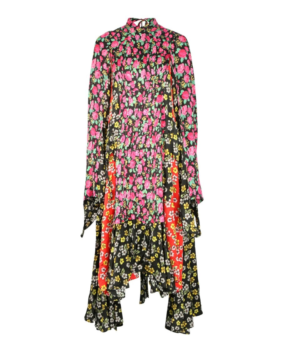 Balenciaga Asymmetric Floral Print Dress