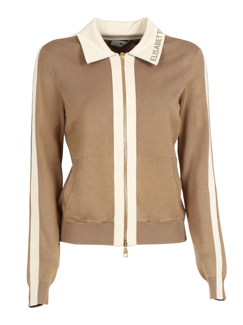 Elisabetta Franchi Tricot Ribbed Zipper Jacket
