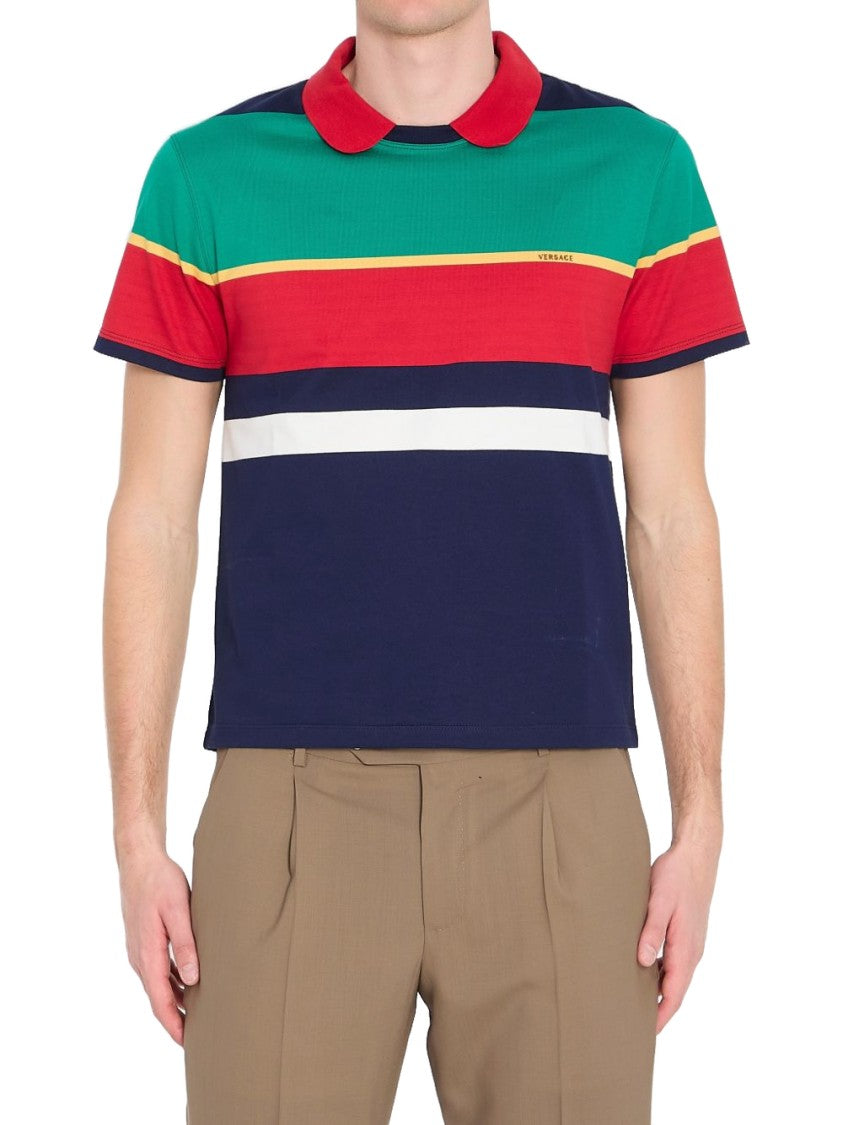 Versace Short-Sleeve Horizontal Stripe Versace Sweater