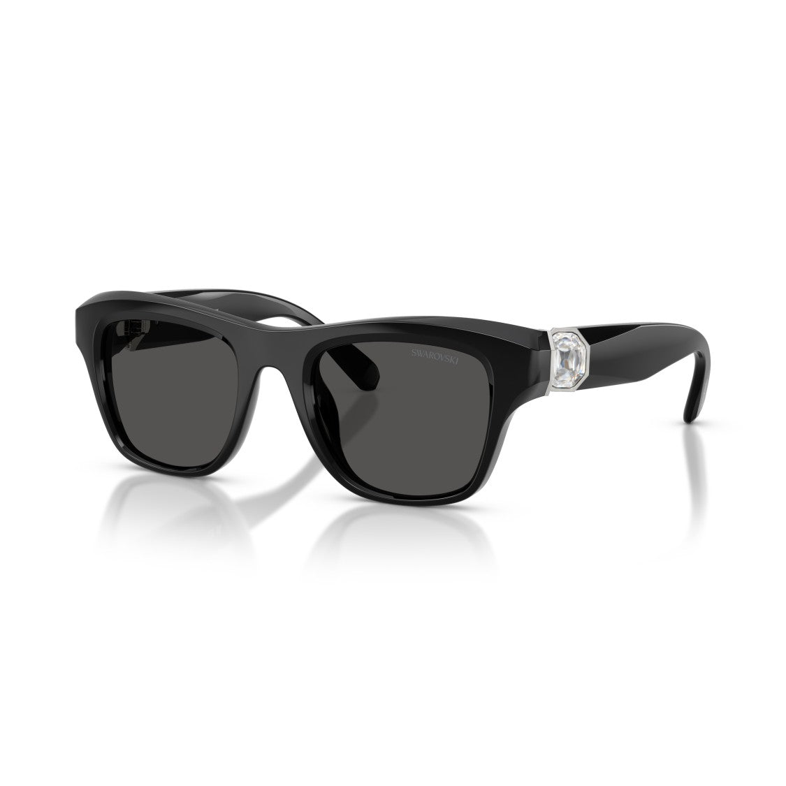 Swarovski 0Sk6056u Rectangular Black Sunglasses With Crystal Embellishments
