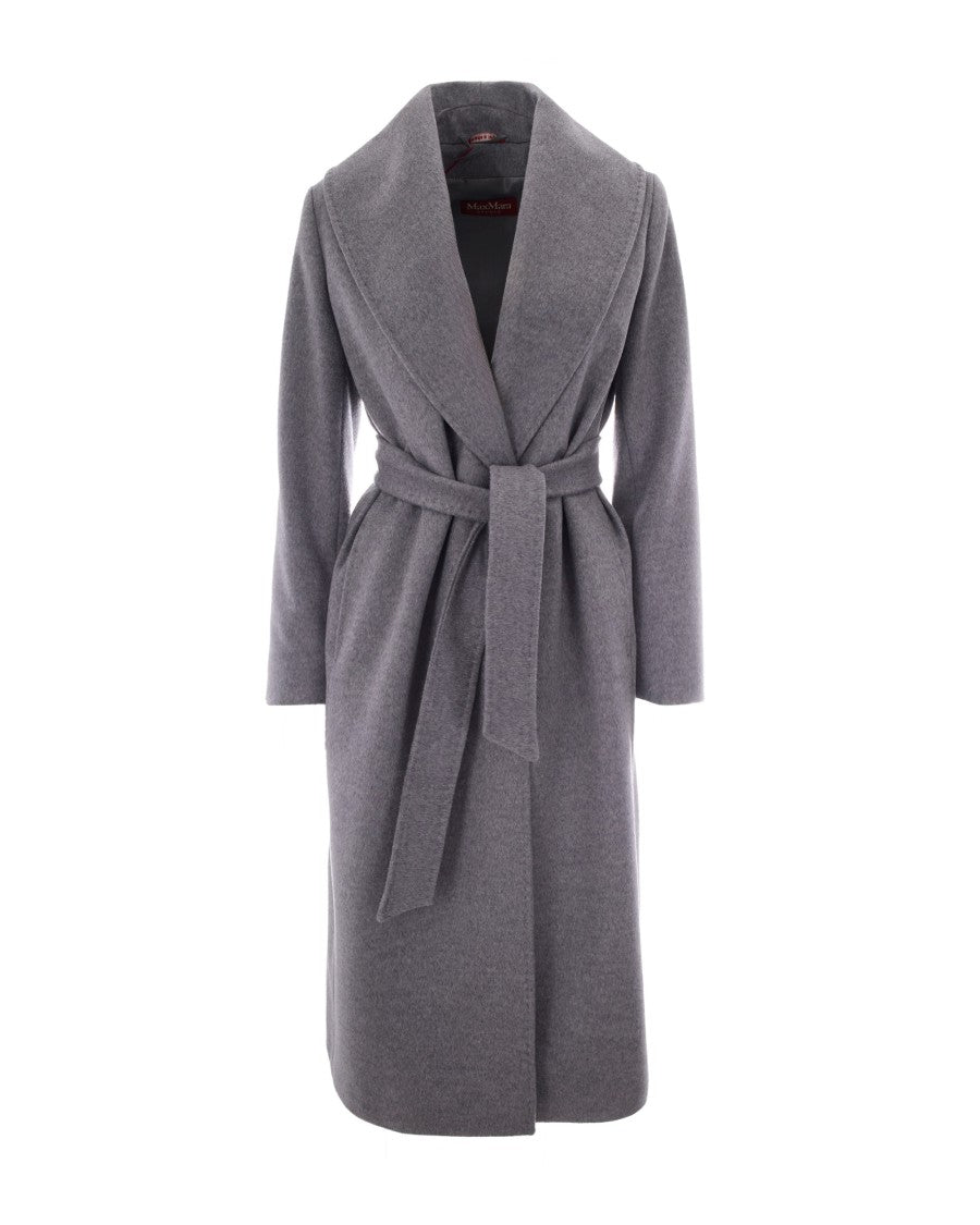 Max Mara Loriana Draped Shawl Collar Belted Pure Wool Coat