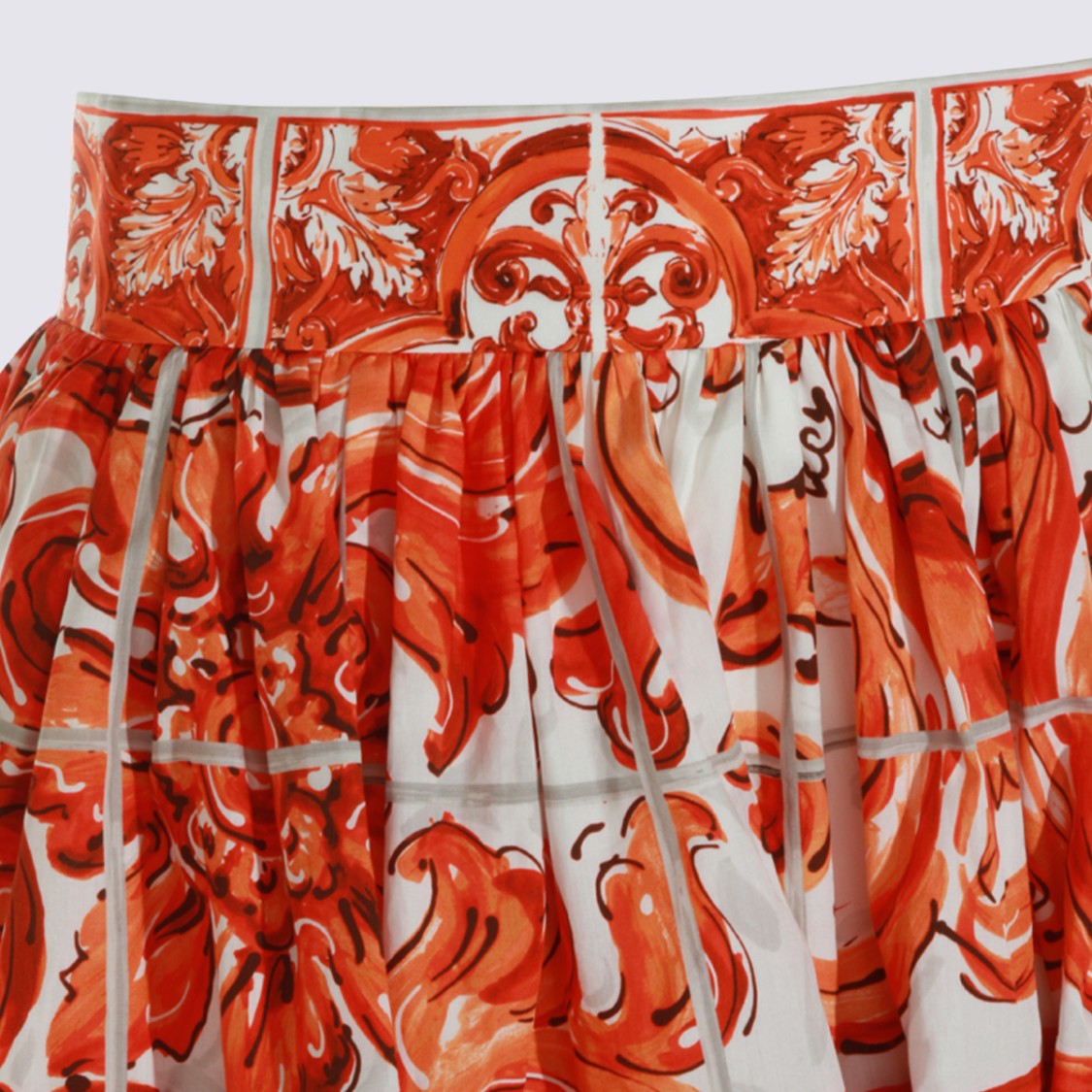 Dolce & Gabbana Flared Mini Skirt With Baroque Print And High Waistband